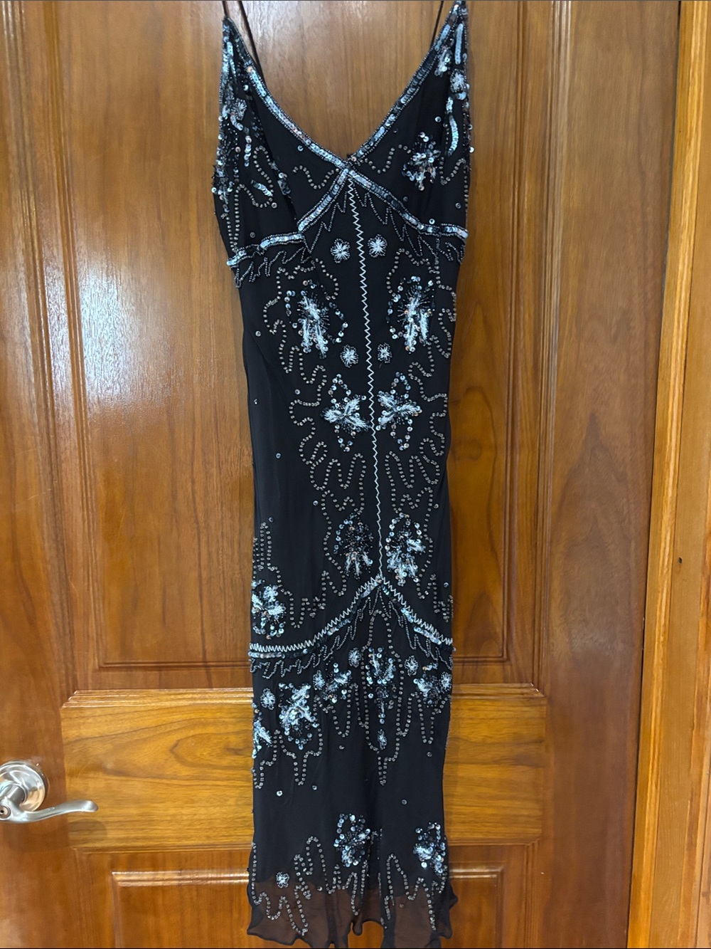 Papell Boutique Black Beaded Midi Dress